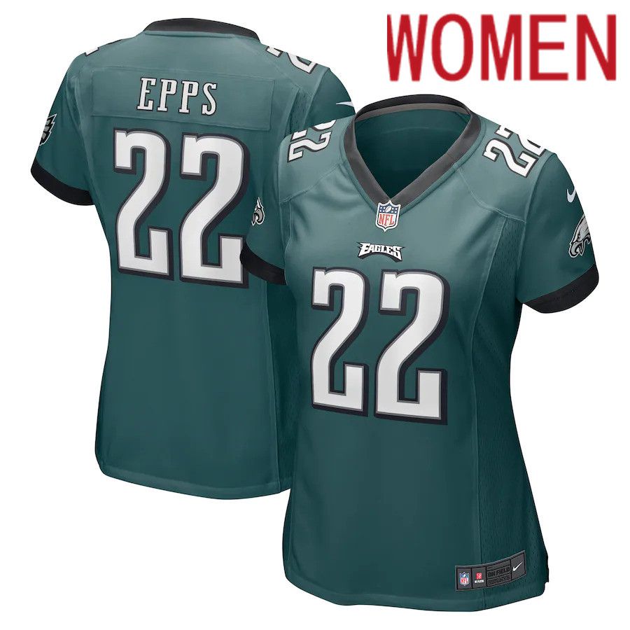 Women Philadelphia Eagles #22 Marcus Epps Nike Midnight Green Team Game NFL Jersey->women nfl jersey->Women Jersey